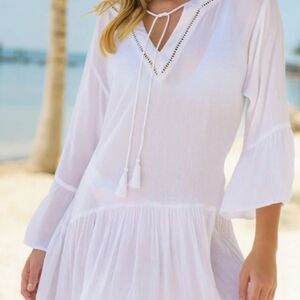 NWT Snapper Rock White V-Neck Swim Coverup (Size: S)